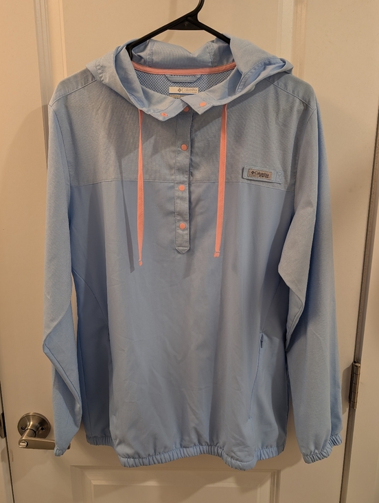 Columbia Tops - Women's Light Blue Columbia PFG Tamiami Windbreaker Hoodie